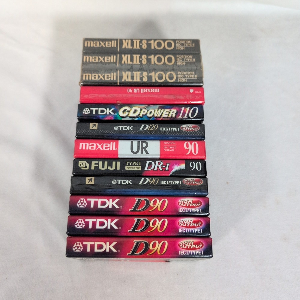 Lot of 12 NEW SEALED D90 D120 Blank Audio Cassette Tapes 60min Type High Output